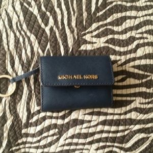 Navy Michael Kors ID Keychain Card Wallet